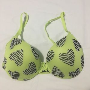 SO Intimates Push Up Bra 36B Striped Hearts